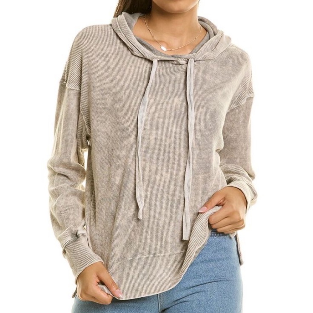 Chenille Mock Neck Drawstring Sweatshirt Sweater